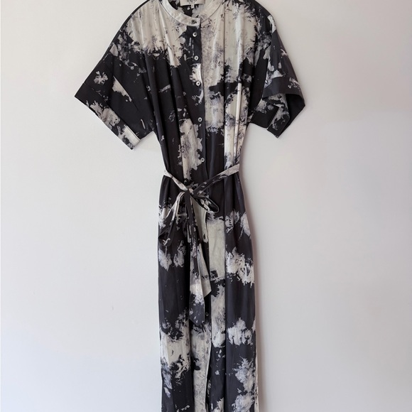 Sea Dresses & Skirts - Sea NY Tie-Dye Black and White Shirt Dress with Belt